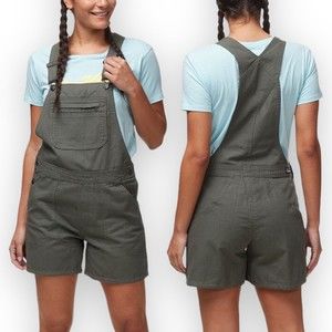 Patagonia Womens Stand Up Overall Shorts Green Organic Cotton 5" Basin Pockets M